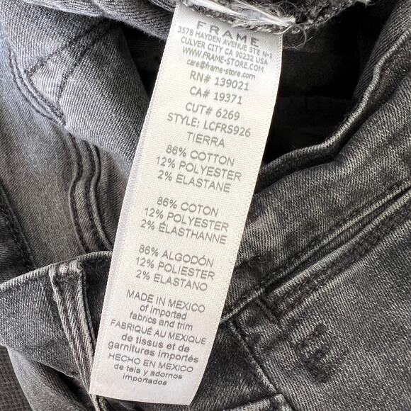 Frame Jeans Women's Le High Flare Size 29 Black Raw Hem Black Cropped High Waist - Picture 10 of 11